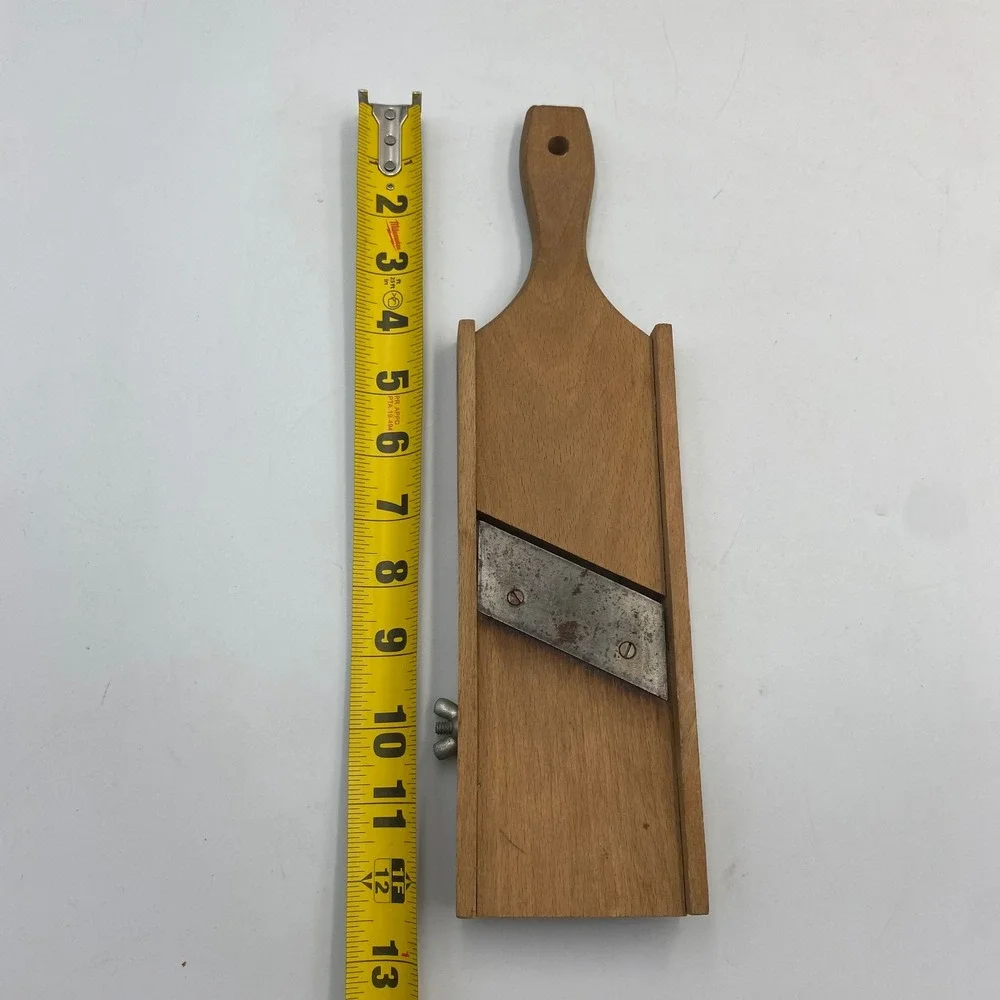 Vintage Wooden Kraut Cutter Manual Vegetable Mandoline Slicer Adjustable Blade‎